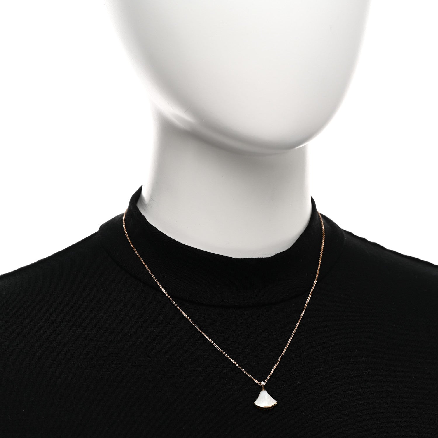 Bulgari 18K Rose Gold Diamond Mother of Pearl Small Divas' Dream Pendant Necklace 2 of 5