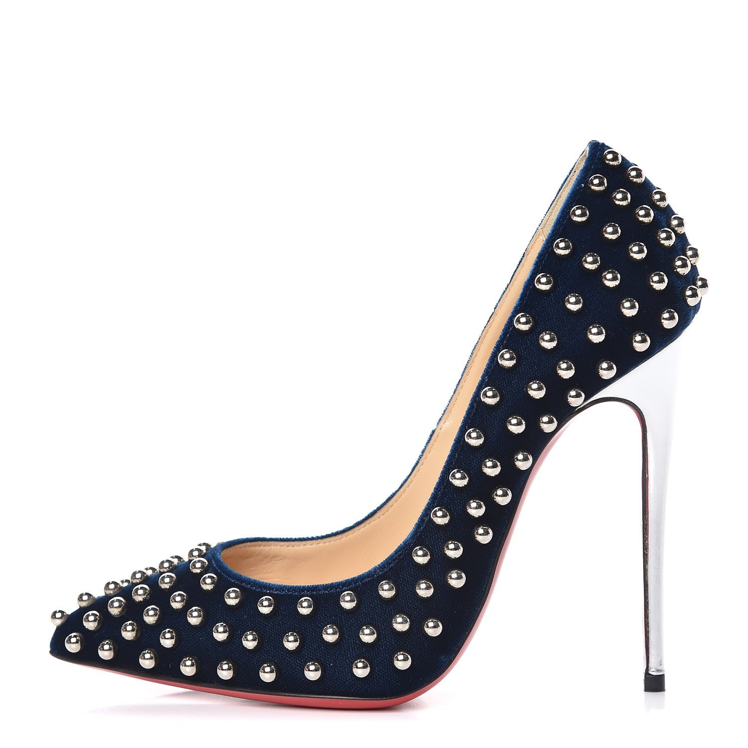 Christian Louboutin Velvet Specchio Billy 120 Spikes Pumps 35.5 Silver Eclipse 1 of 10