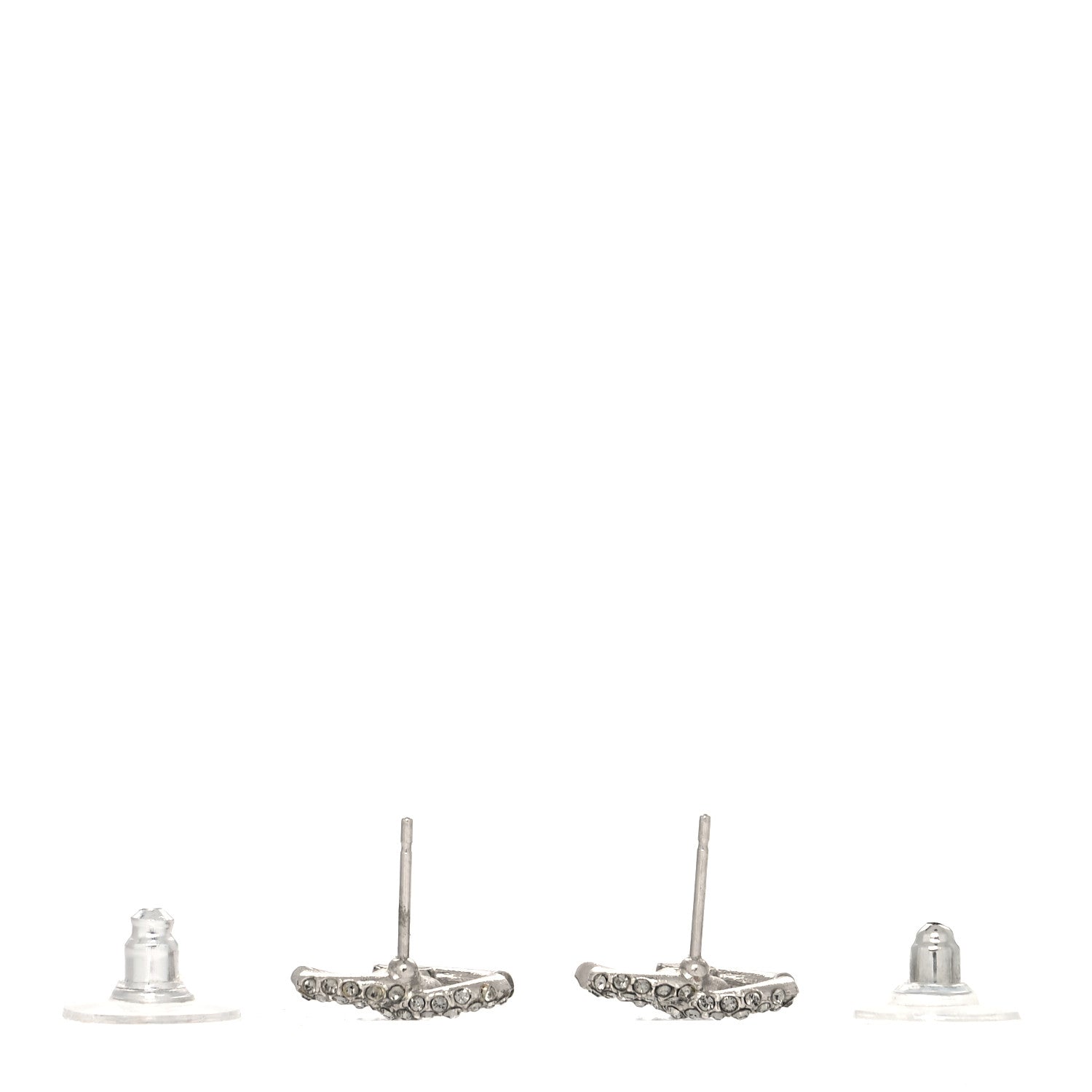 Chanel Crystal CC Earrings Silver 3 of 4