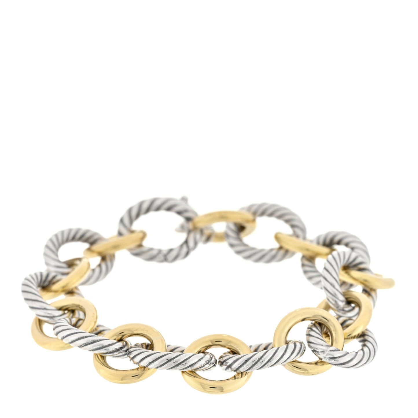 Sterling Silver 18K Yellow Gold 12mm Large Oval Link Bracelet