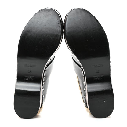 Hermes Calfskin Wool Calya Mules 35 Black 5 of 7