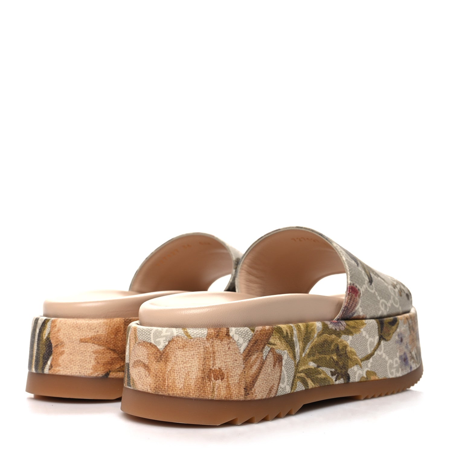 Gucci GG Supreme Monogram Water Flora Angelina Platform Slide Sandals 36 Beige White Multicolor 4 of 8