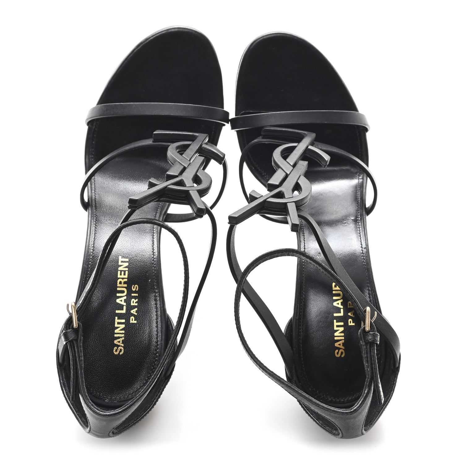 Saint Laurent Calfskin Cassandra 100 Sandals 37 Black 2 of 9