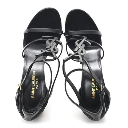 Saint Laurent Calfskin Cassandra 100 Sandals 37 Black 2 of 9
