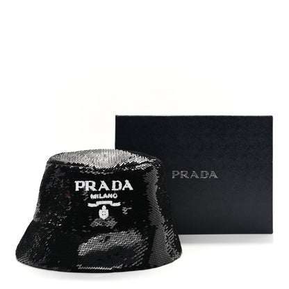 Prada Paillettes Logo Bucket Hat S Black 9 of 9