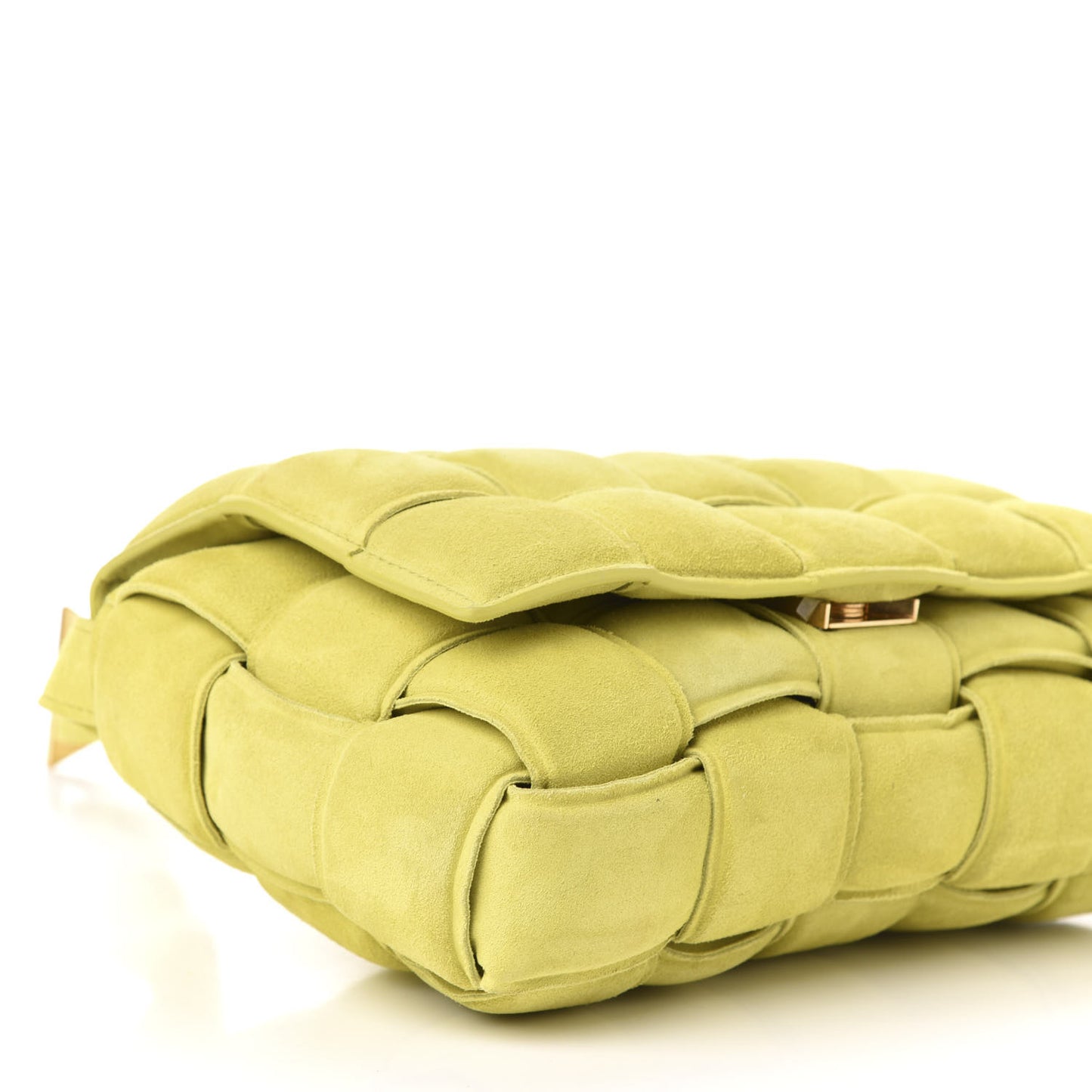 Suede Calfskin Maxi Intrecciato Padded Cassette Crossbody Bag Kiwi