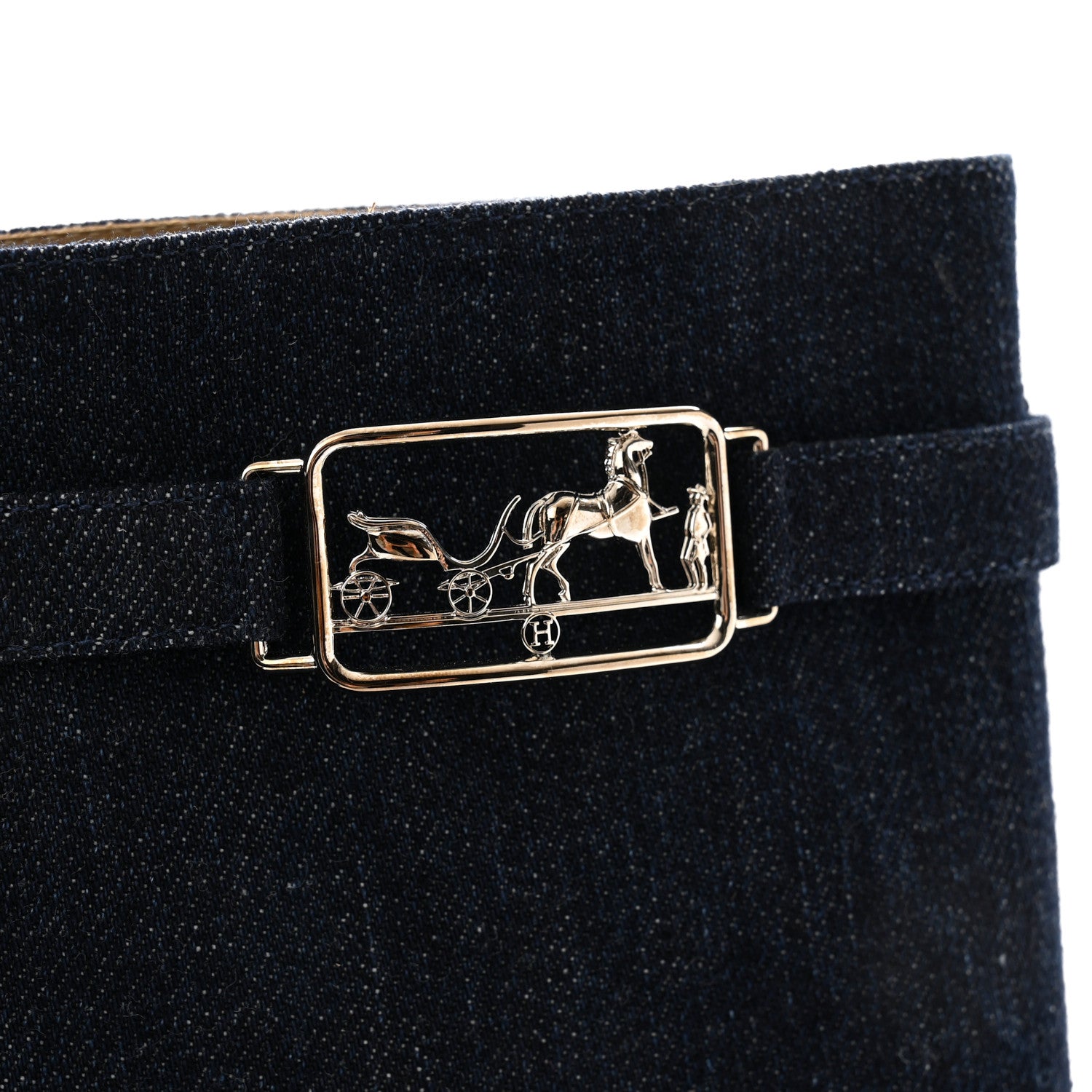 Hermes Denim Canvas Versailles Boots 39 Jean Fonce 9 of 9