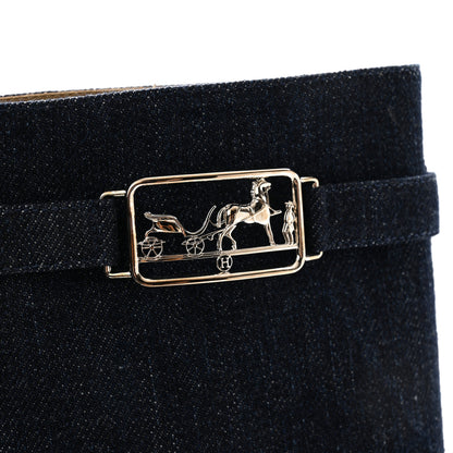 Hermes Denim Canvas Versailles Boots 39 Jean Fonce 9 of 9