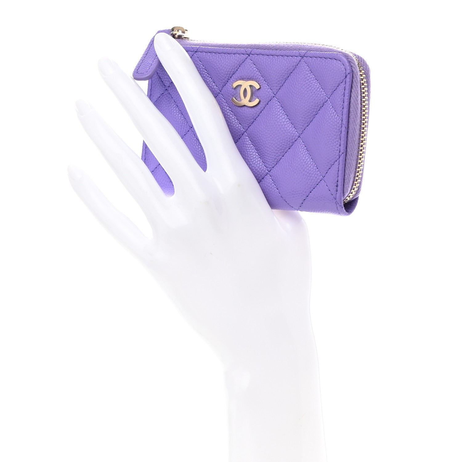 Chanel Caviar Quilted Zipped Key Holder Case Purple 2 of 7