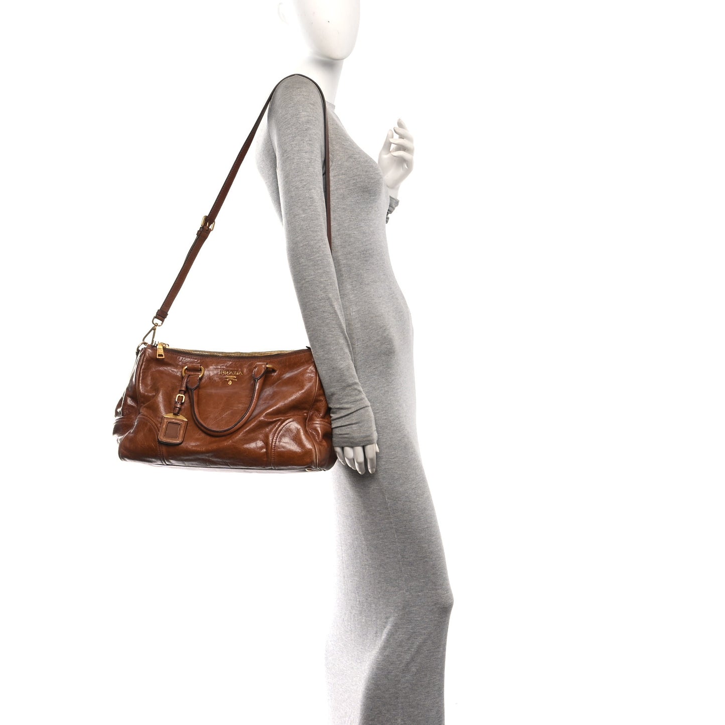 Vitello Shine Shopping Satchel Giunco