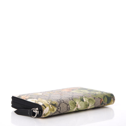 Gucci GG Supreme Monogram Blooms Zip Around Wallet Beige New Military Black 4 of 8