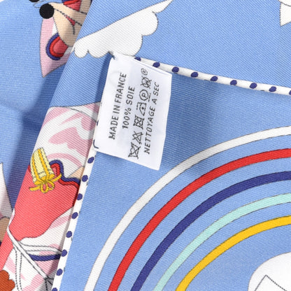 Hermes Silk Carres Volants Scarf 70 Bleu Myosotis White 6 of 6