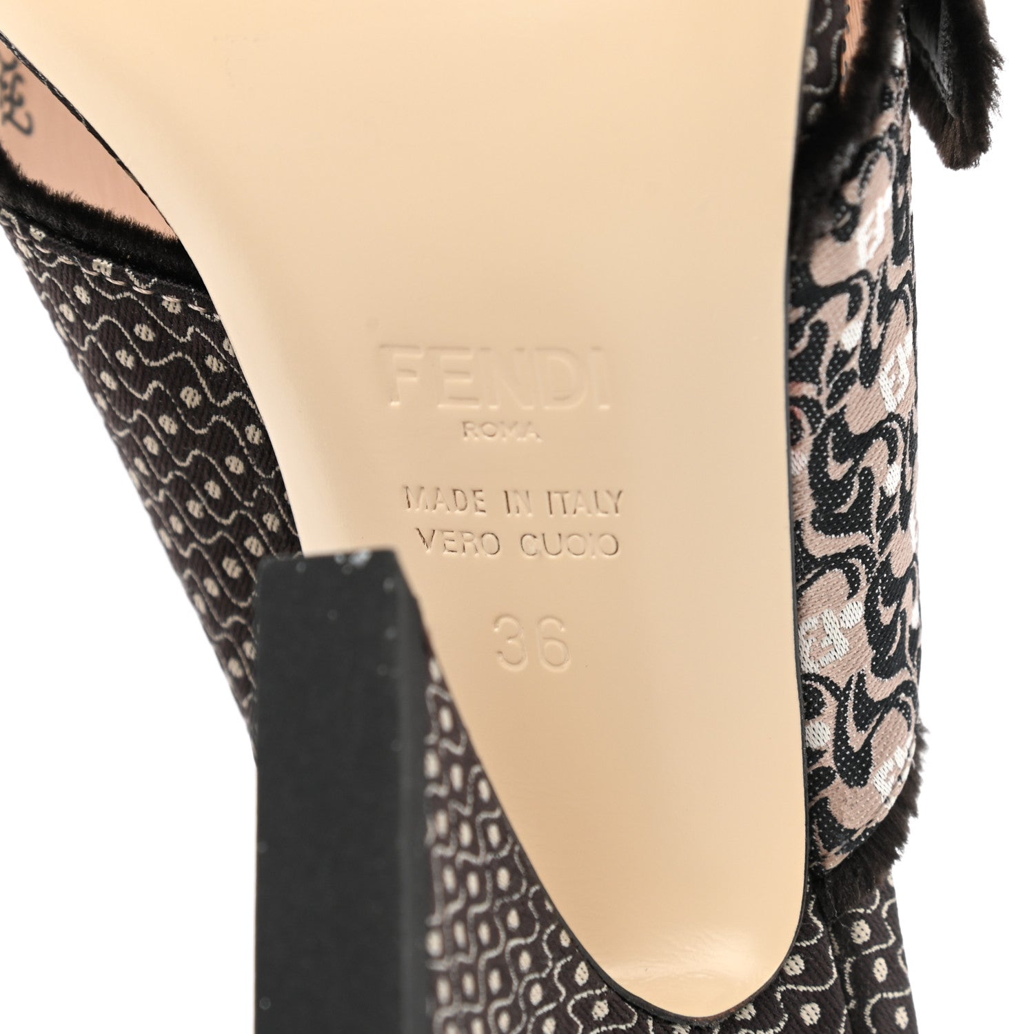 Fendi Jacquard FF Fabric Ffreedom Mules 36 Black 6 of 7