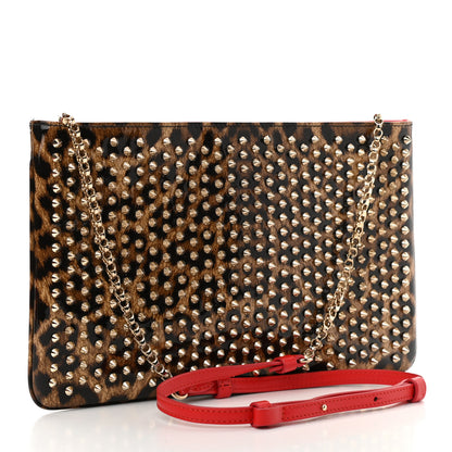 Christian Louboutin Patent Leopard Print Loubiposh Spiked Crossbody Clutch 3 of 10