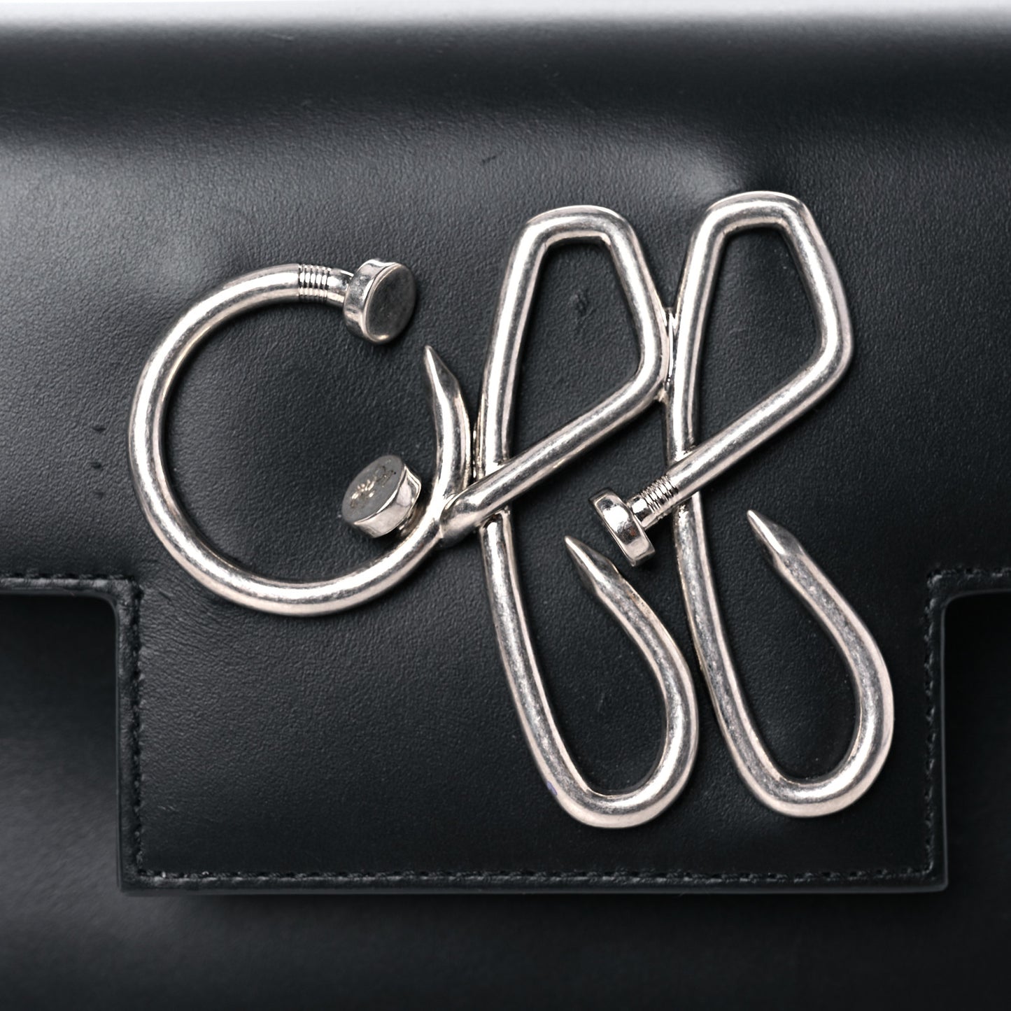Calfskin 3D Nail Logo Shoulder Bag Black