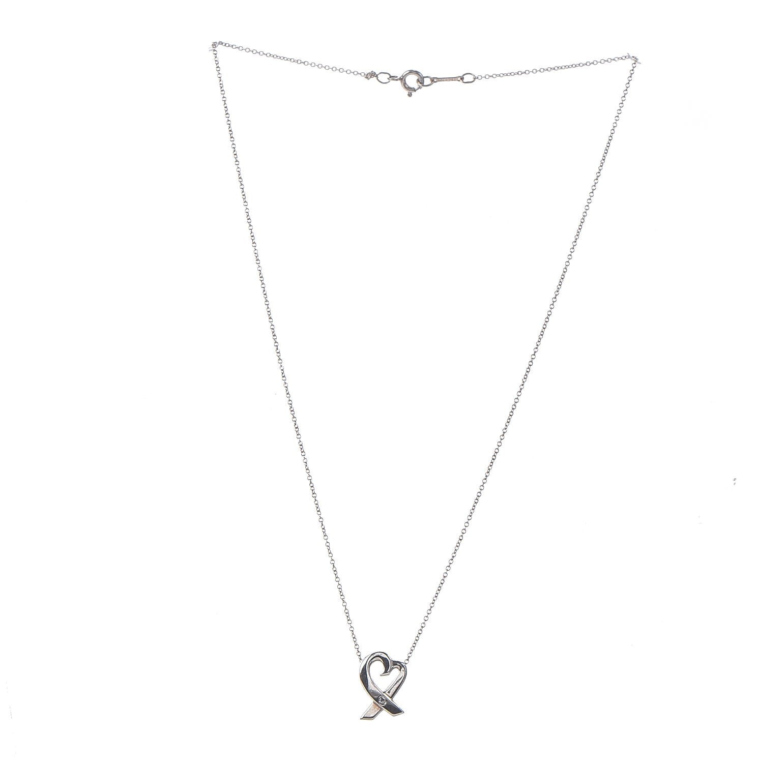 Tiffany Sterling Silver Paloma Picasso Diamond Loving Heart Necklace 3 of 8