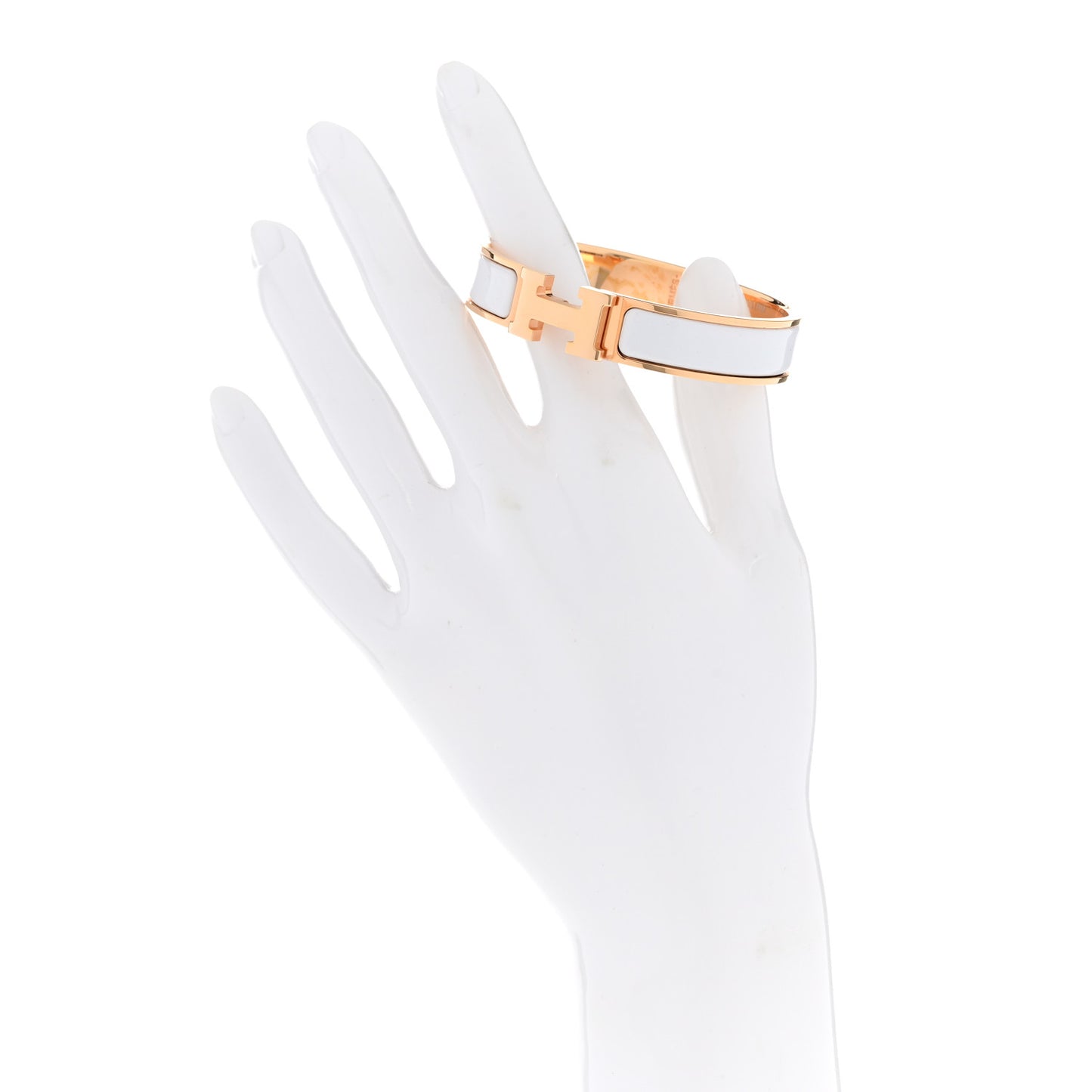 Enamel Narrow Clic Clac H Bracelet PM White