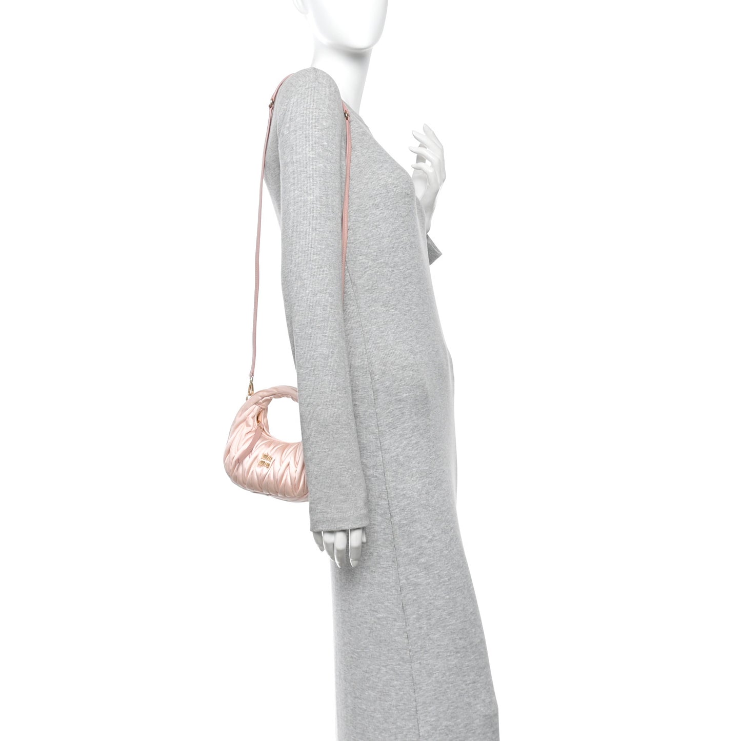 Satin Matelasse Mini Wander Hobo Alabaster Pink