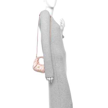 Miu Miu Satin Matelasse Mini Wander Hobo Alabaster Pink 2 of 10