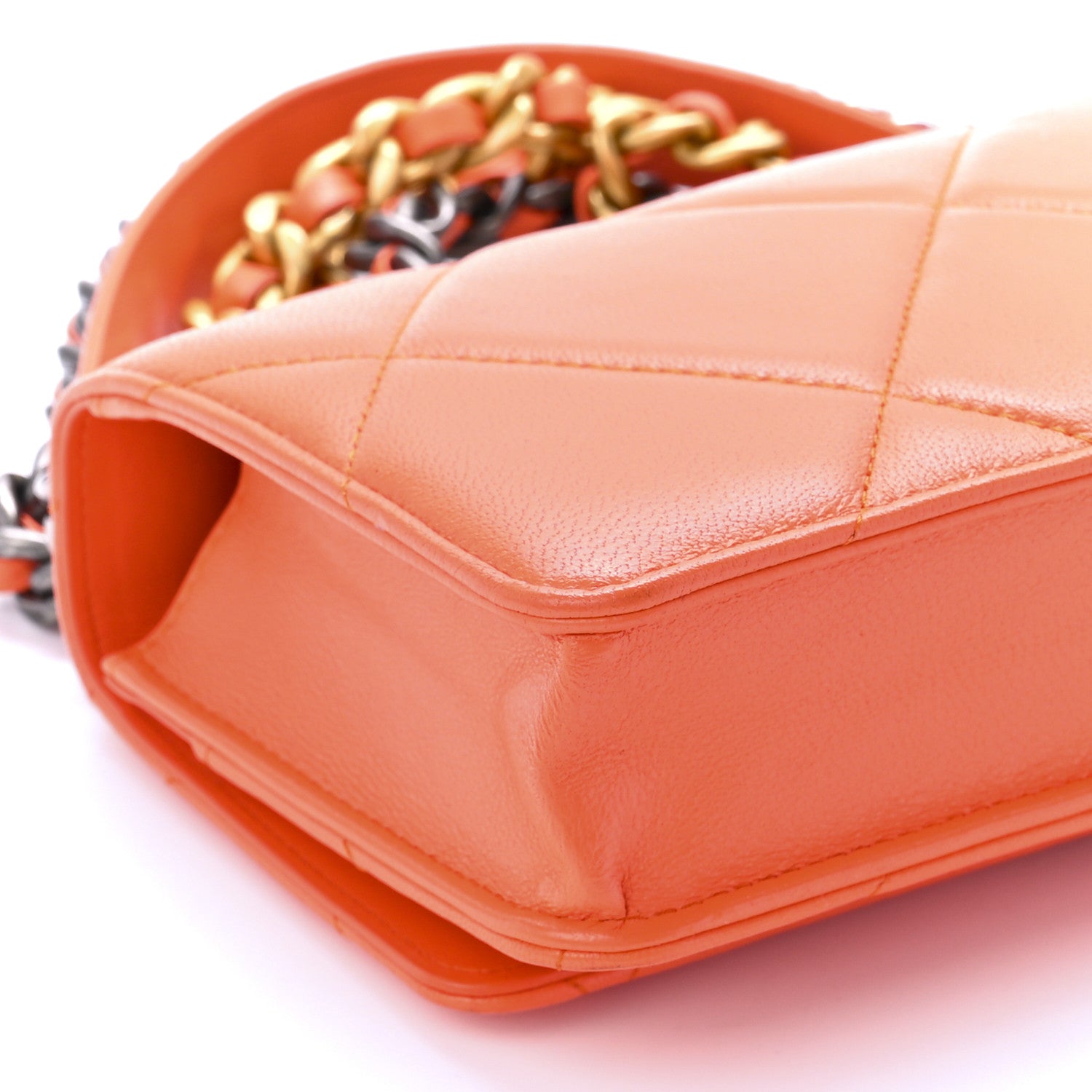 Chanel Lambskin Quilted Chanel 19 Wallet On Chain WOC Orange 10 of 11