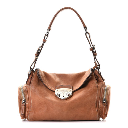 Prada Cervo Antik Easy A Foldover Pushlock Flap Shoulder Bag Cammello 1 of 6