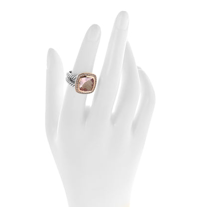 David Yurman Sterling Silver 18K Rose Gold Diamond Morganite 11mm Albion Ring 52 6 2 of 6