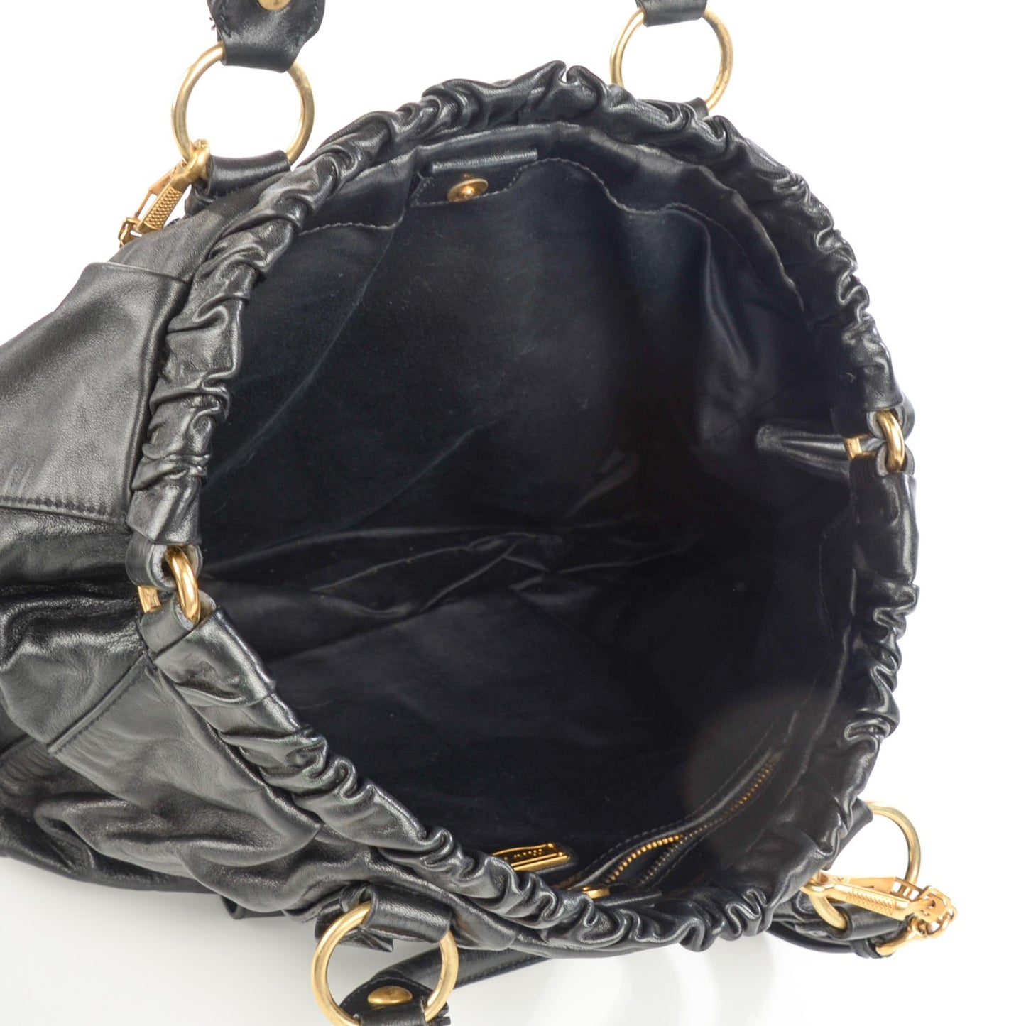 Vitello Lux Gathered Tote Black
