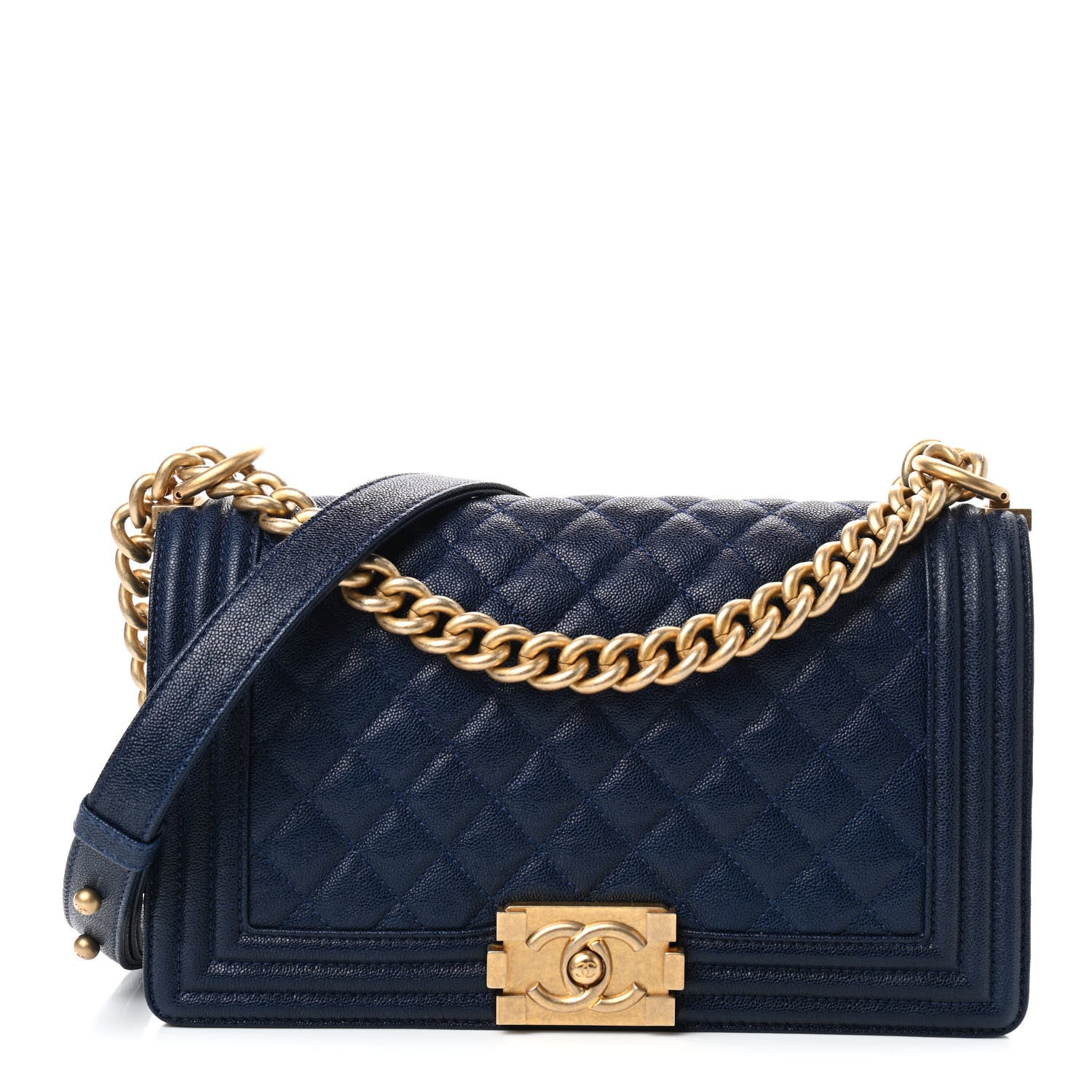 Chanel Caviar Quilted Medium Boy Flap Navy 1 of 8