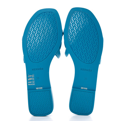 Hermes Rubber Aloha Sandals 38 Bleu Vif 5 of 7