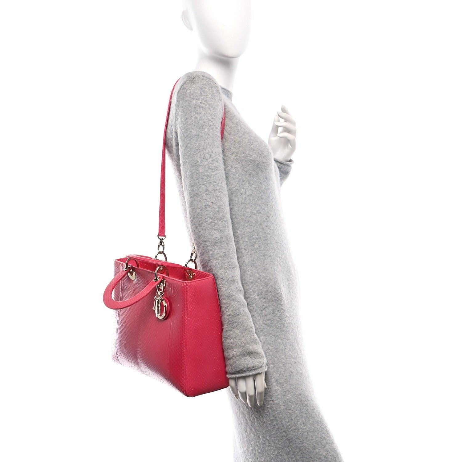 Christian Dior Snakeskin Large Lady Dior Pink 2 of 14