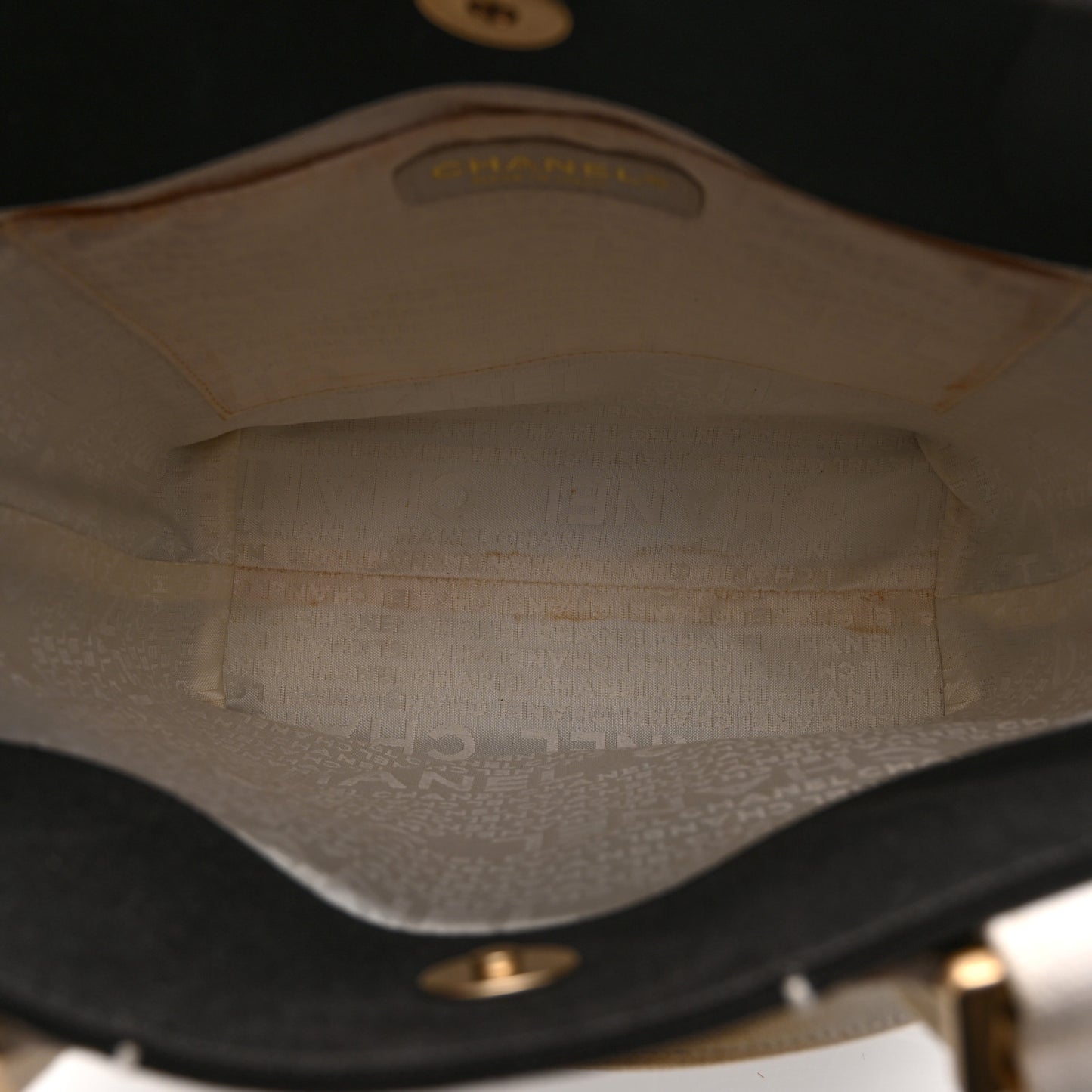Canvas Square Stitched CC Small Tote Bag Black