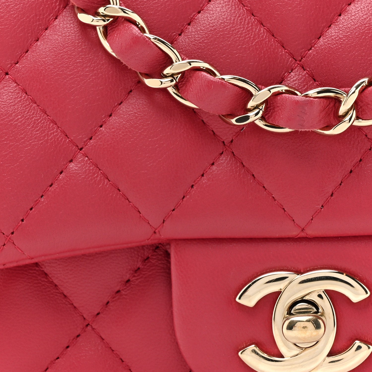 Chanel Lambskin Quilted Mini Square Flap Dark Pink 8 of 10