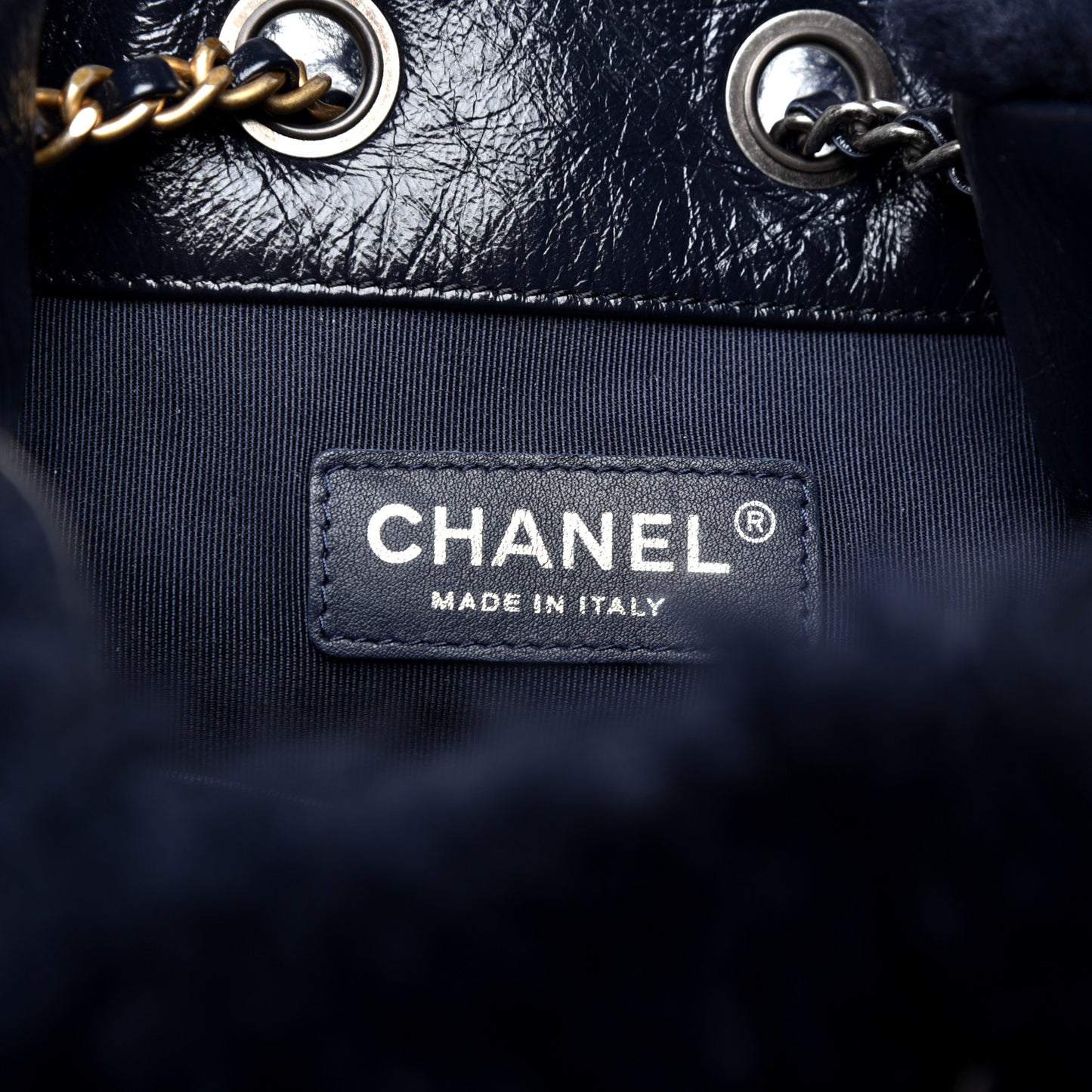 Shearling Small Gabrielle Backpack Navy