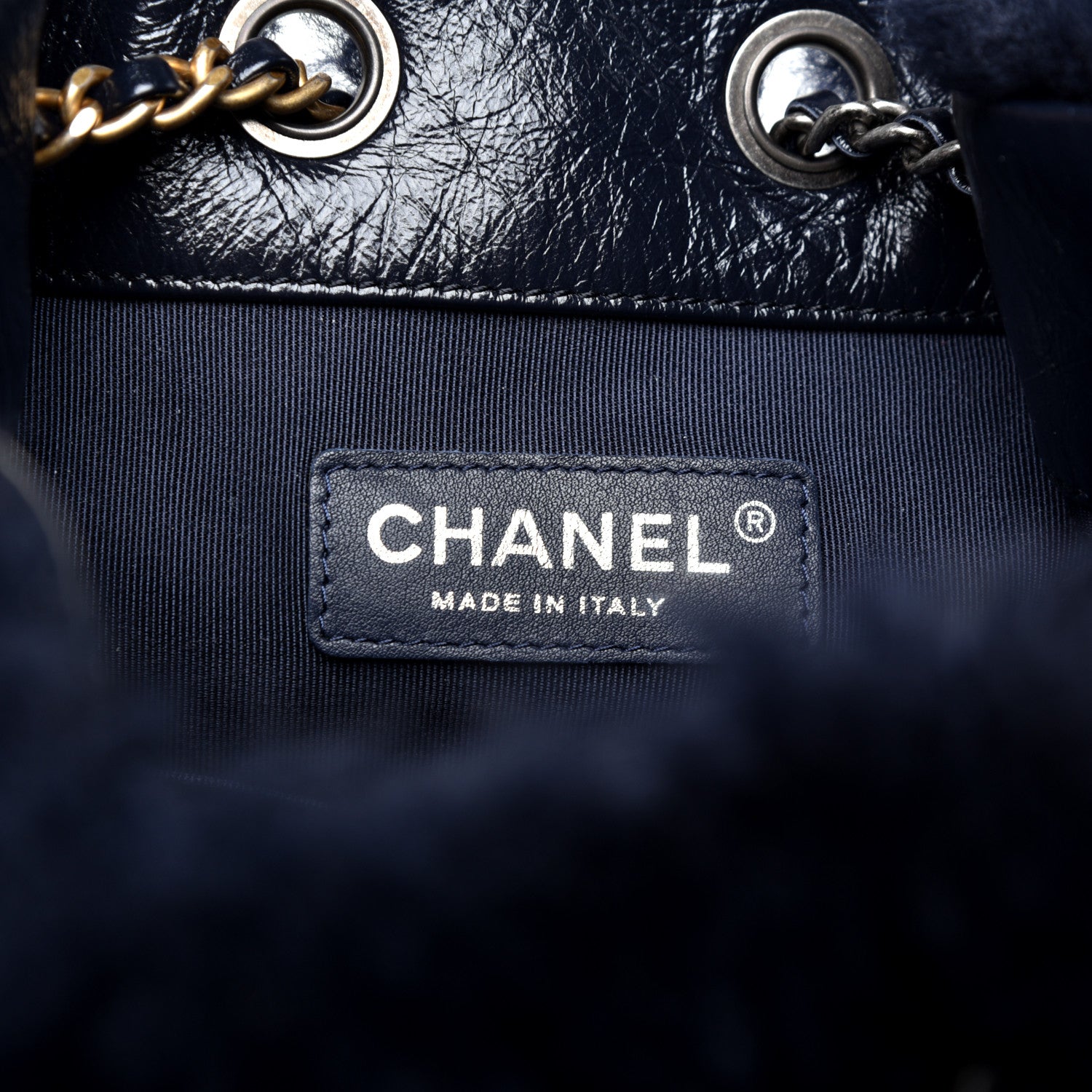 Chanel Shearling Small Gabrielle Backpack Navy 7 of 10
