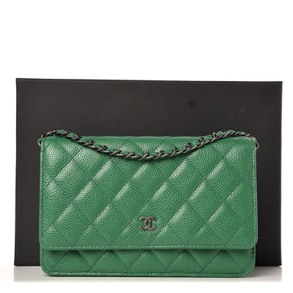 Chanel Caviar Quilted Wallet On Chain WOC Green 6 of 10