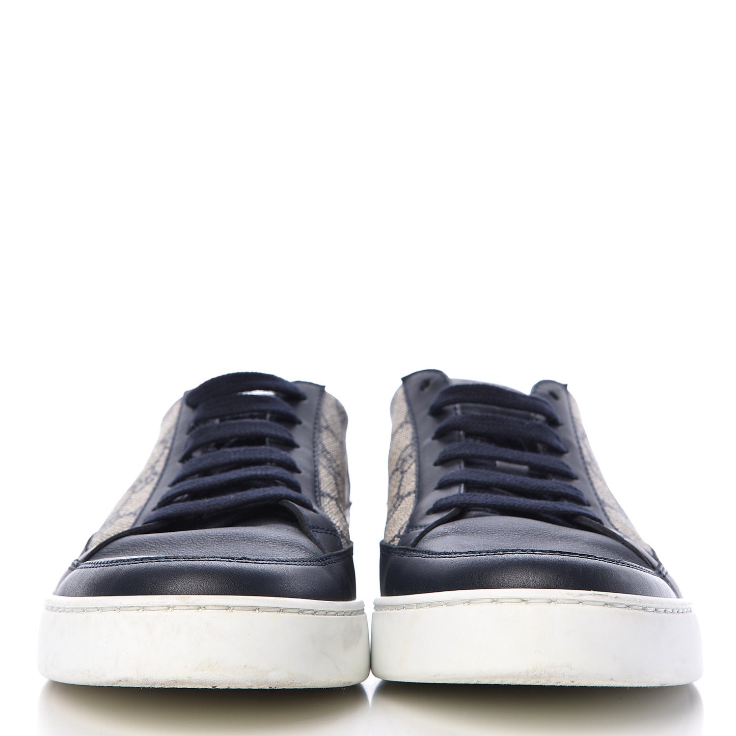 GG Supreme Monogram Calfskin Mens Low Top Sneakers 6 Blue Beige