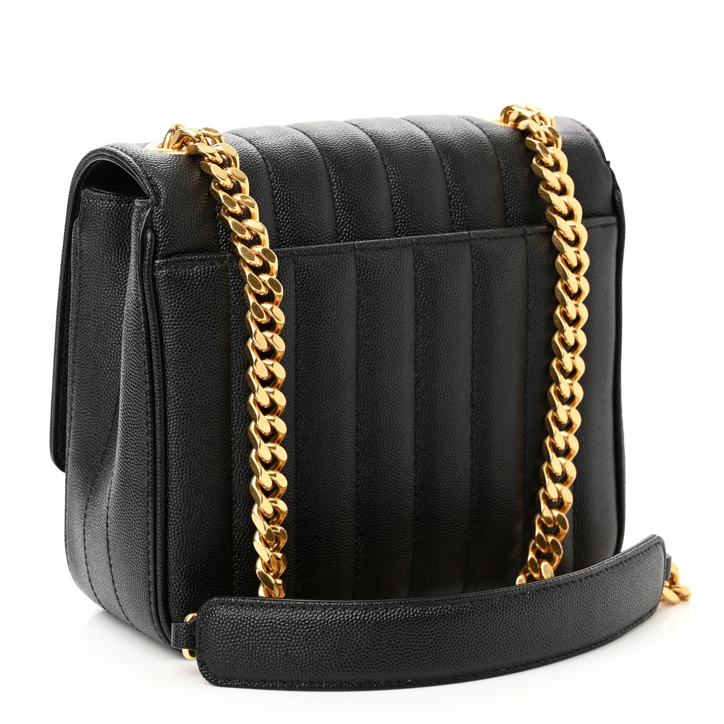 Grain De Poudre Matelasse Monogram Medium Vicky Chain Bag Black