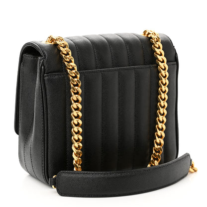 Saint Laurent Grain De Poudre Matelasse Monogram Medium Vicky Chain Bag Black 3 of 11