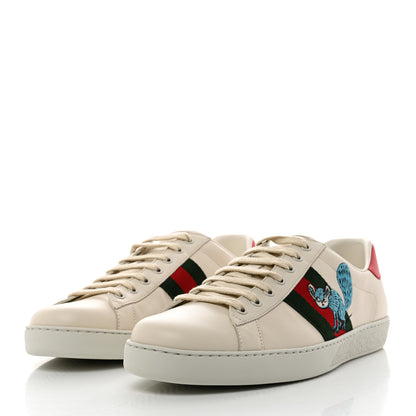 Gucci X FREYA HARTAS Calfskin Miro Soft Web Mythical Creature Embroidered Mens Ace Sneakers 11 New Mystic White 3 of 9
