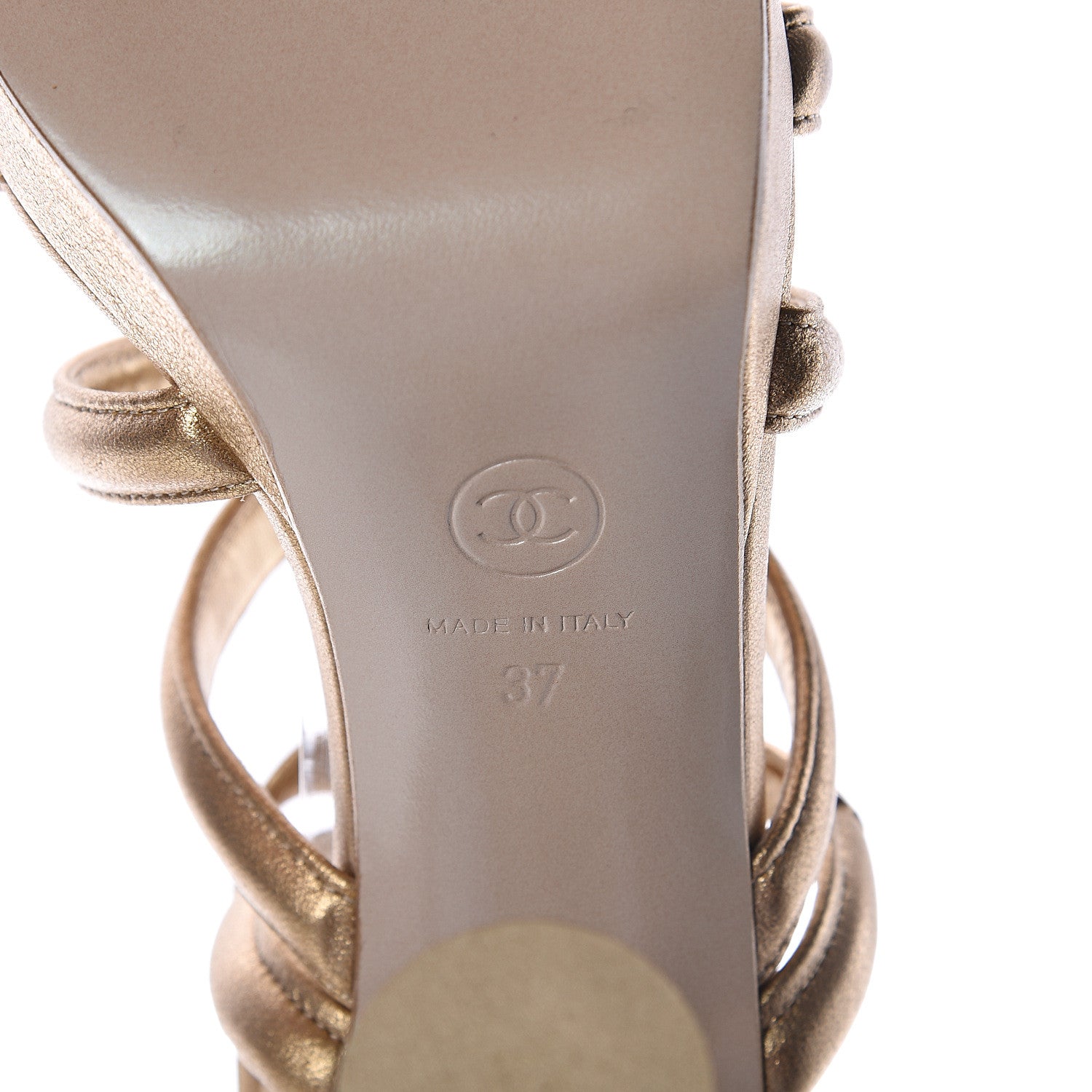 Chanel Laminated Lambskin Gladiator Sandals 37 Gold 6 of 6