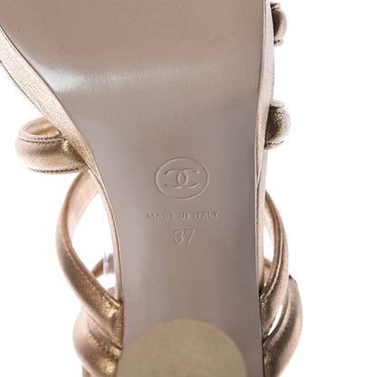 Chanel Laminated Lambskin Gladiator Sandals 37 Gold 6 of 6