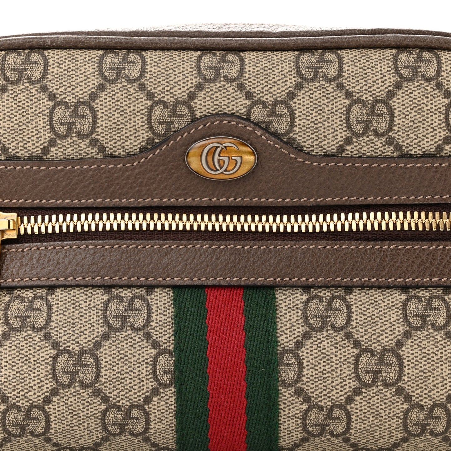 GG Supreme Monogram Web Small Ophidia Belt Bag 85 34 Dark Brown