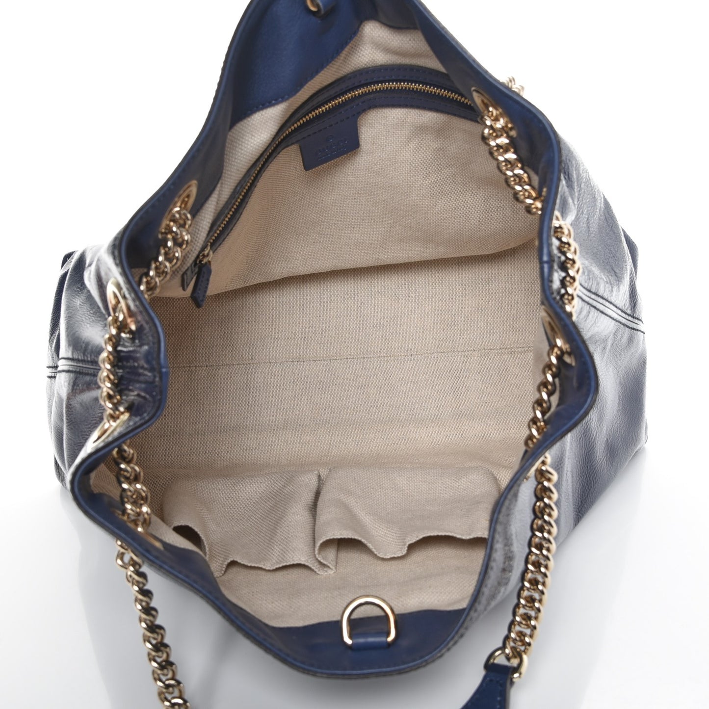 Patent Medium Soho Chain Shoulder Bag Uniform Blue