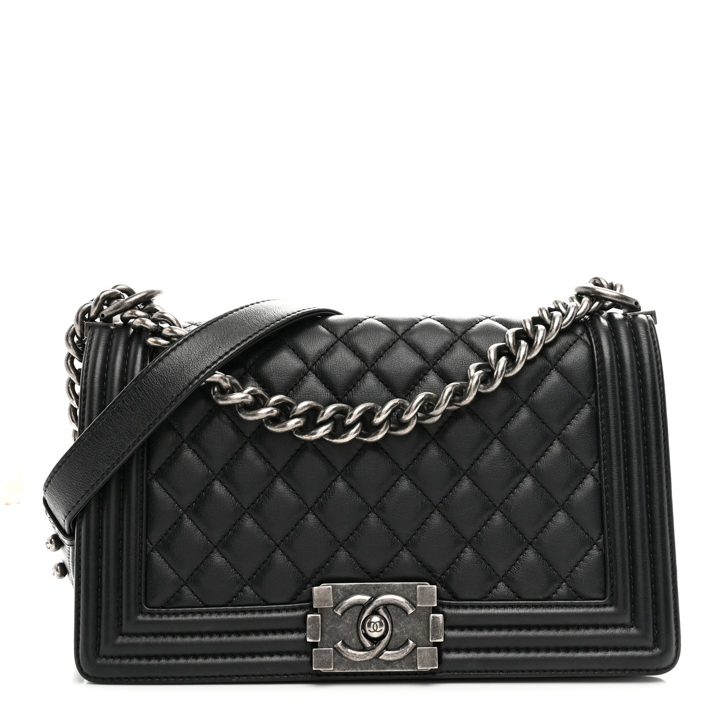 Calfskin Quilted Medium Boy Flap Black