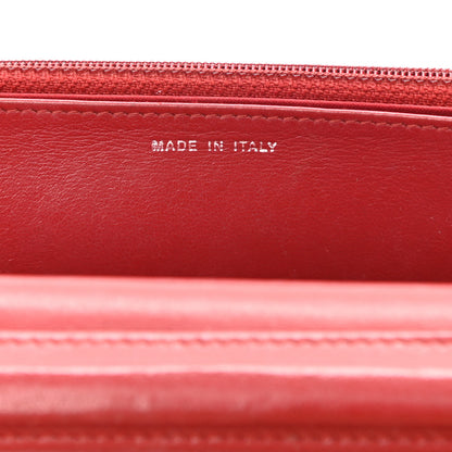 Chanel Lambskin Camellia Embossed Wallet On Chain WOC Red 7 of 13