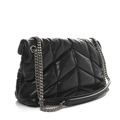 Saint Laurent Lambskin Quilted Small Loulou Puffer Monogram Chain Satchel Black 3 of 11