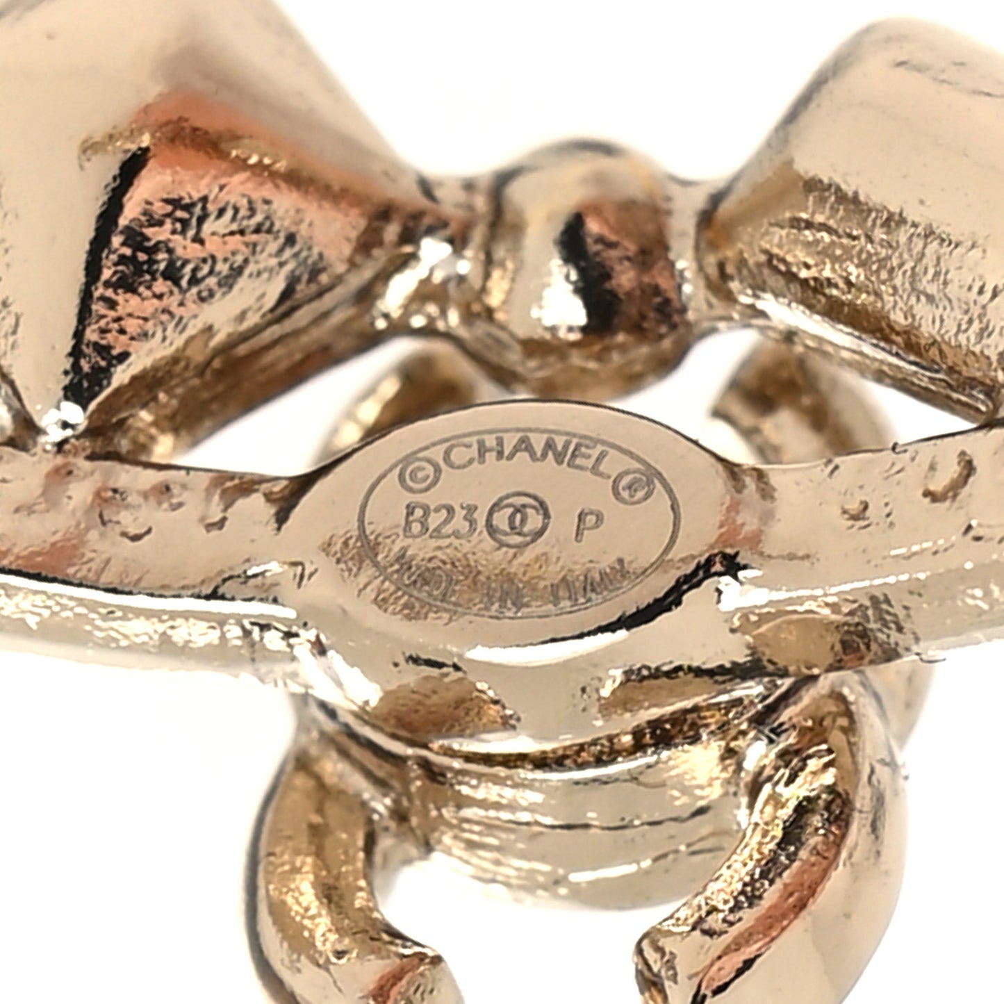 Metal Crystal CC Hoop Earrings Gold