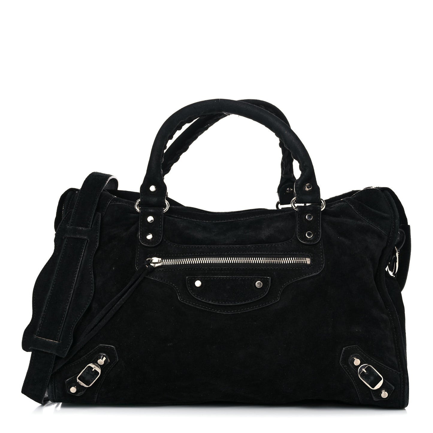 Baby Daim Suede Classic Silver Hardware City Black