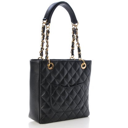 Chanel Caviar Quilted Petit Shopping Tote PST Black 3 of 7