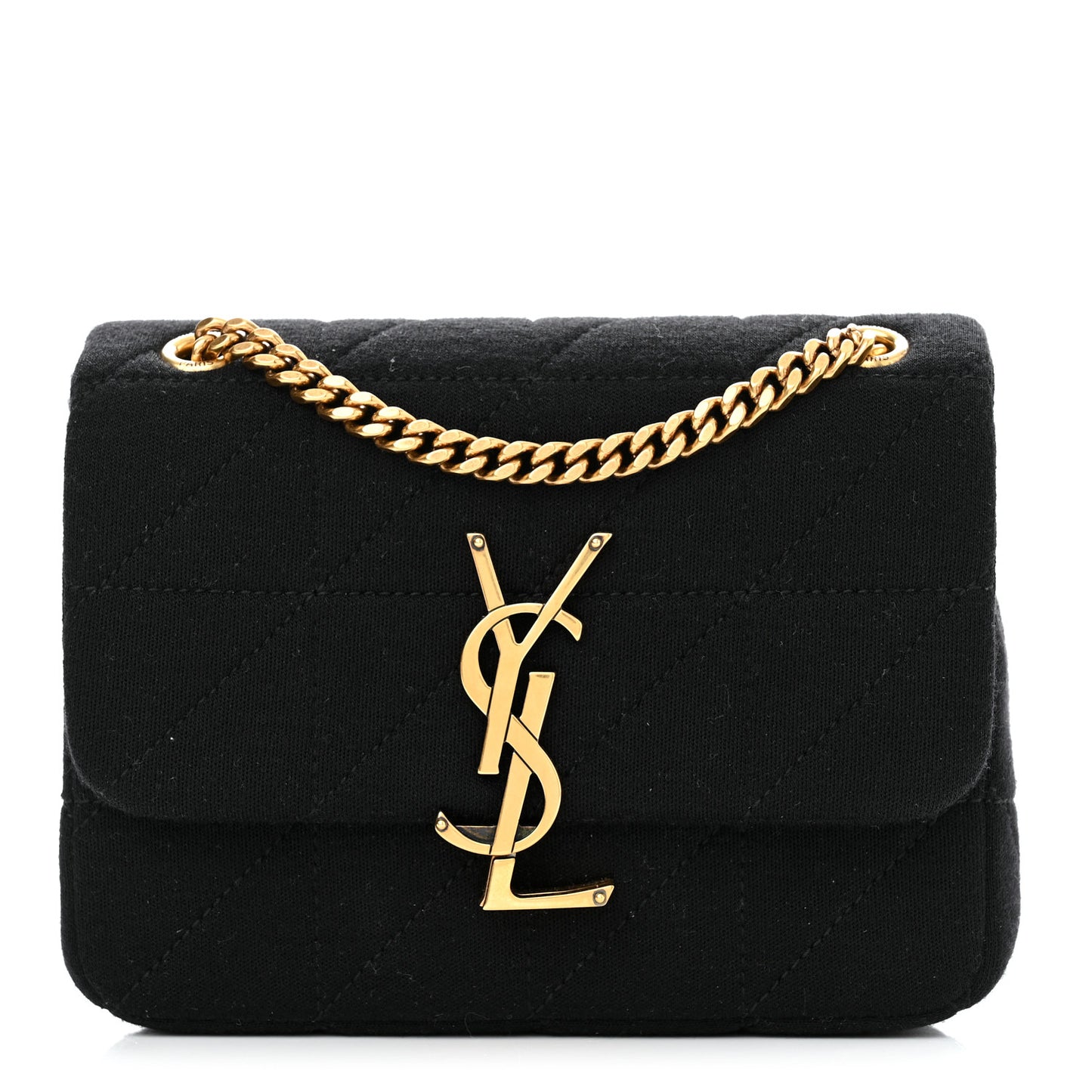 Jersey Wool Patchwork Monogram Mini Jamie Baguette Black